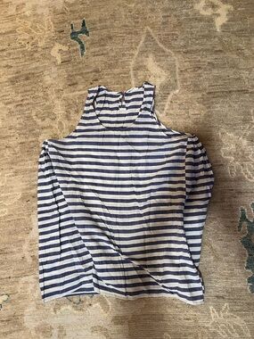 Striped Navy and White Sleeveless Tank Top Injiri rare find vintage